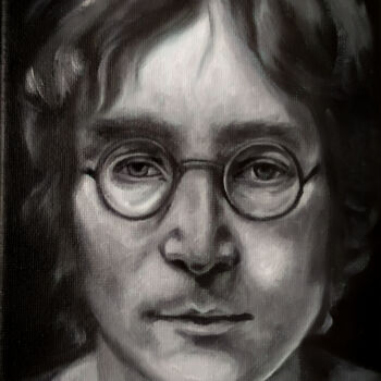 Painting titled "J. Lennon" by Veronica Ciccarese, Original Artwork, Oil