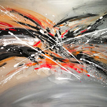 Painting titled "Fire waves" by Veronica D´Angelo, Original Artwork, Pigments Mounted on Wood Stretcher frame