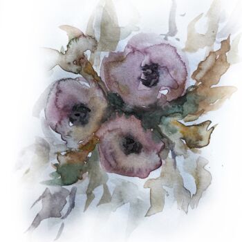 Pintura titulada "Flores moradas" por Veronica Méndez Almozara, Obra de arte original, Acuarela