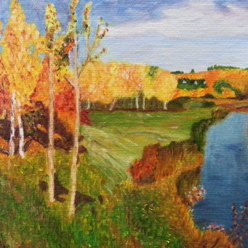 Painting titled "Golden autumn" by Veronica Nicholskaya, Original Artwork, Oil