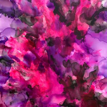 Painting titled "Violet Flame 13" by Veronica Vilsan, Original Artwork, Acrylic Mounted on Wood Stretcher frame