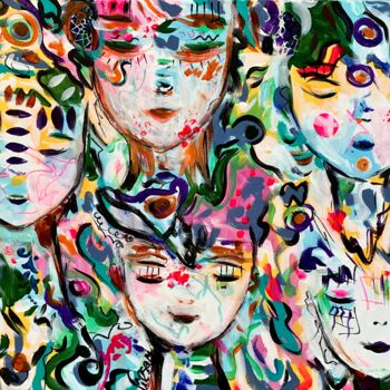 Картина под названием "Free Spirits 15" - Veronica Vilsan, Подлинное произведение искусства, Акрил Установлен на Деревянная…