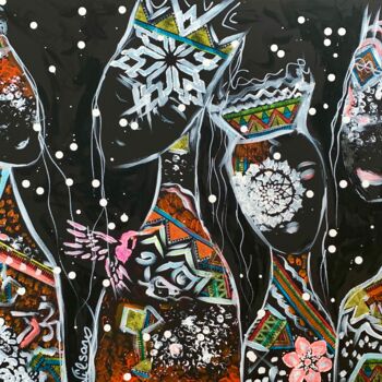 Картина под названием "Friends 80" - Veronica Vilsan, Подлинное произведение искусства, Акрил Установлен на Деревянная рама…