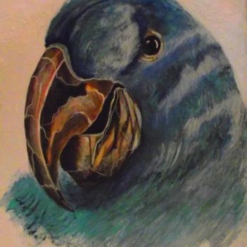 Painting titled "ara-bleu-aquarelle-…" by Véronik, Original Artwork