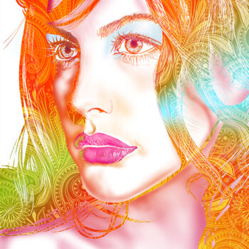 Digitale Kunst mit dem Titel "Spring Portrait" von Veronika K, Original-Kunstwerk, Digitale Malerei