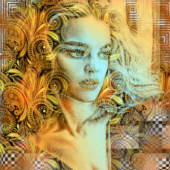 Artes digitais intitulada "Golden Lady" por Veronika K, Obras de arte originais, Pintura digital