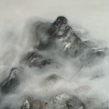 Painting titled "Горный туман" by Veronika Pozdova, Original Artwork, Oil Mounted on Wood Stretcher frame