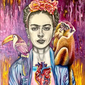 Painting titled "Frida" by Veronika Primas, Original Artwork, Oil