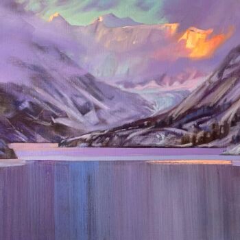 Pintura titulada "mountain lake Akkem" por Veronika Repina, Obra de arte original, Oleo
