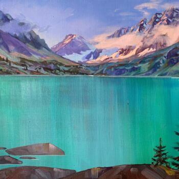 Pintura titulada "mountain lake Kuyguk" por Veronika Repina, Obra de arte original, Oleo