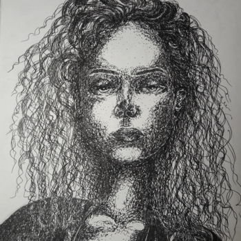 Картина под названием ""Немая красота"" - Вероника Бабенкова, Подлинное произведение искусства, Гелевая ручка