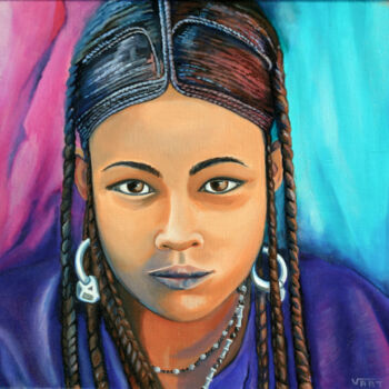 Painting titled "Tresses" by Véronique Abt, Original Artwork, Oil Mounted on Wood Stretcher frame