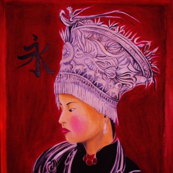 Pintura intitulada "Chinoise de l'étern…" por Soham, Obras de arte originais, Óleo