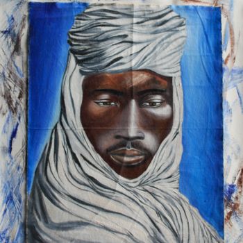 Peinture intitulée ""Homme au turban 1"" par Soham, Œuvre d'art originale, Huile