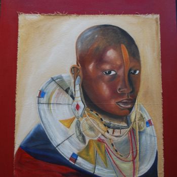 Peinture intitulée ""Massaï" 1" par Soham, Œuvre d'art originale, Huile