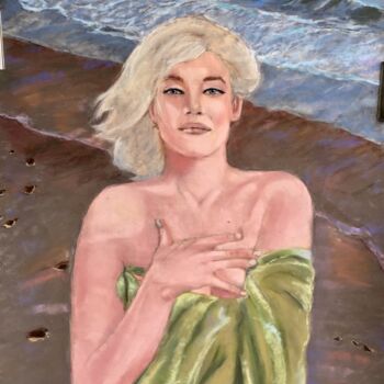 Disegno intitolato "La Mer est une femme" da Veronique Blaevoet, Opera d'arte originale, Pastello