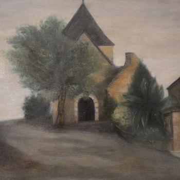 Painting titled "Village en Dordogne" by Véronique Bonamy, Original Artwork, Oil