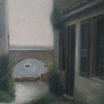 Painting titled "ruelle d'un village…" by Véronique Bonamy, Original Artwork, Oil