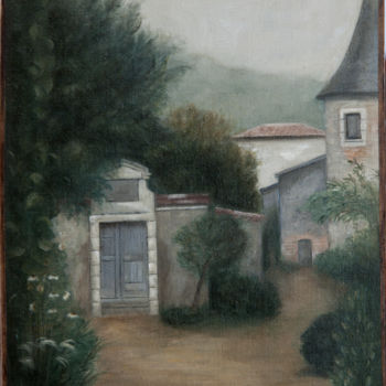 Painting titled "Portail ouvrant sur…" by Véronique Bonamy, Original Artwork, Oil