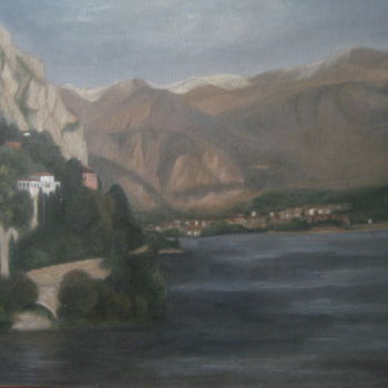 Painting titled "Vue sur Bellagio" by Véronique Bonamy, Original Artwork, Oil