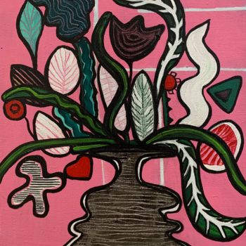 Картина под названием "Lily Rose" - Veronique Cauchefer, Подлинное произведение искусства, Акрил