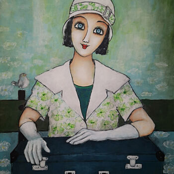 Картина под названием "Miss Clémentine" - Véronique Clanet, Подлинное произведение искусства, Акрил Установлен на Деревянная…