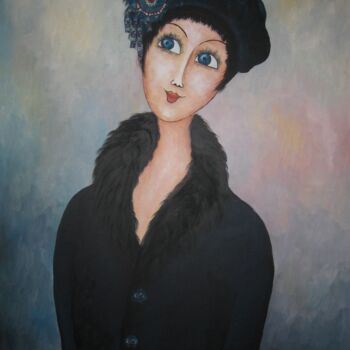 Painting titled "Aline" by Véronique Clanet, Original Artwork, Acrylic Mounted on Wood Stretcher frame