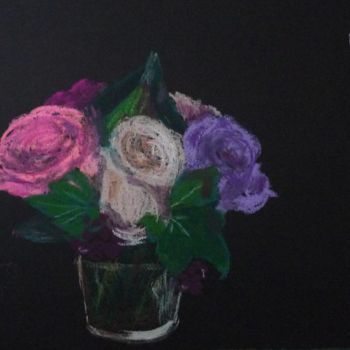 Картина под названием "Roses" - Véronique Crombé, Подлинное произведение искусства