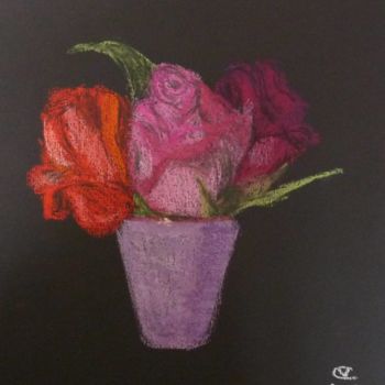 Malerei mit dem Titel "Roses" von Véronique Crombé, Original-Kunstwerk