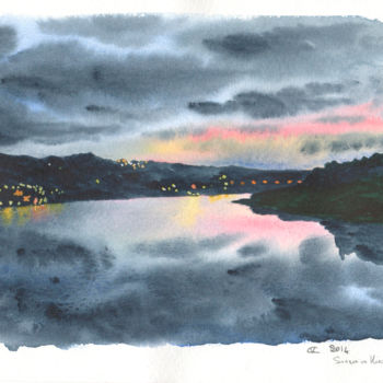 Painting titled "Sunrise on Kinsale" by Véronique Crombé, Original Artwork, Other