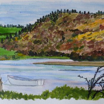 Painting titled "Down by the estuary…" by Véronique Crombé, Original Artwork, Watercolor