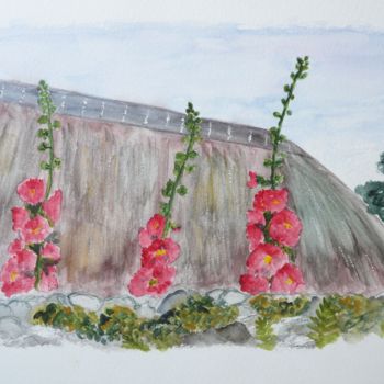 Peinture intitulée "Over the wall of a…" par Véronique Crombé, Œuvre d'art originale, Aquarelle