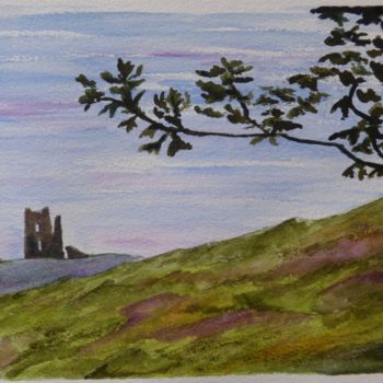 Painting titled "Ruins in the distan…" by Véronique Crombé, Original Artwork, Watercolor