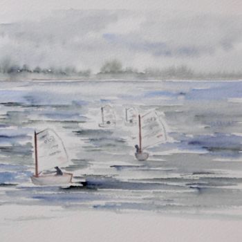 Peinture intitulée "Sailing in Howth" par Véronique Crombé, Œuvre d'art originale, Aquarelle