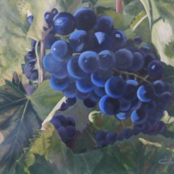 Картина под названием "Les raisins de Maub…" - Véronique Degabriel, Подлинное произведение искусства, Масло