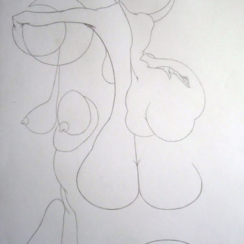 Desenho intitulada "LUNE" por Véronique Ducreux, Obras de arte originais, Lápis