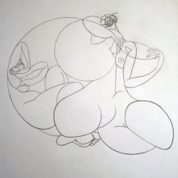 Рисунок под названием "VOLUPTE" - Véronique Ducreux, Подлинное произведение искусства, Карандаш