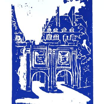 Estampas & grabados titulada "Porte St Vincent" por Veronique Gaudin, Obra de arte original, Linograbados