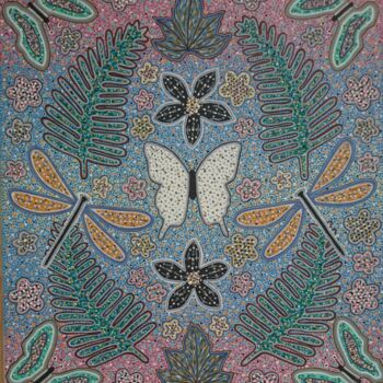 Peinture intitulée "Papillon blanc" par Véronique Génot, Œuvre d'art originale, Huile