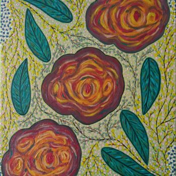 "Roses" başlıklı Tablo Véronique Génot tarafından, Orijinal sanat, Petrol