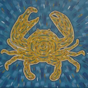 Картина под названием "Crabe jaune" - Véronique Génot, Подлинное произведение искусства, Масло
