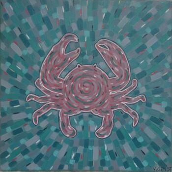 Peinture intitulée "Crabe mosaique" par Véronique Génot, Œuvre d'art originale, Huile