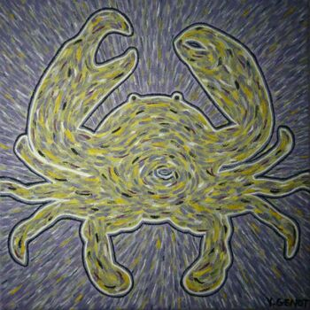 Painting titled "Crabe rayonnant" by Véronique Génot, Original Artwork, Oil