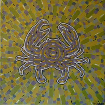 Peinture intitulée "Crabe mosaique 2" par Véronique Génot, Œuvre d'art originale, Huile