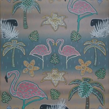 "Tropical trip" başlıklı Tablo Véronique Génot tarafından, Orijinal sanat, Petrol