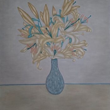 "Grand bouquet de ly…" başlıklı Tablo Véronique Génot tarafından, Orijinal sanat, Petrol