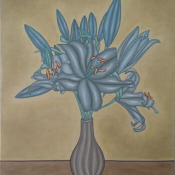 Картина под названием "Petit bouquet de ly…" - Véronique Génot, Подлинное произведение искусства, Масло