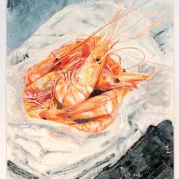 Peinture intitulée "Crevettes" par Véronique Grinenwald, Œuvre d'art originale