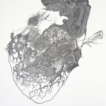 Drawing titled "Atout-coeur" by Véronique Grinenwald, Original Artwork, Ink