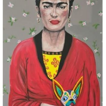 Peinture intitulée "Frida Kahlo et son…" par Véronique Jolly, Œuvre d'art originale, Acrylique